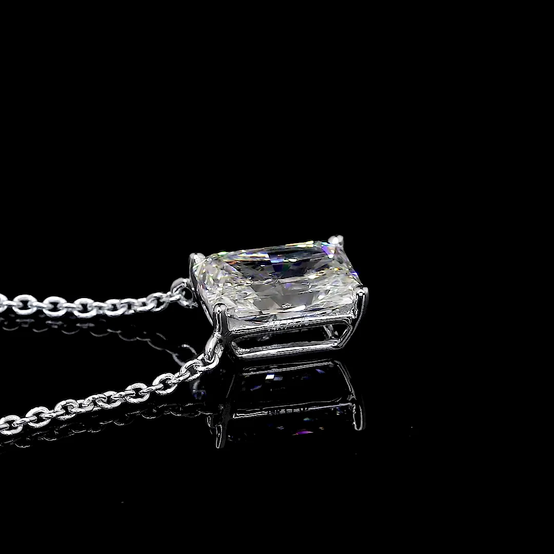 1.97 Cts 14k White Gold Radiant Shape Solitaire Pendant - Image 2