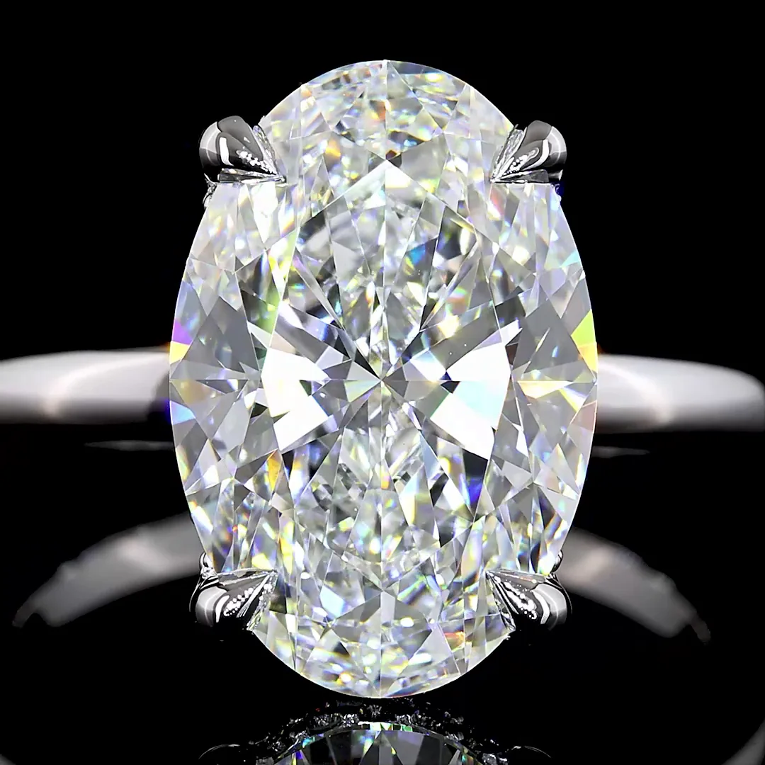 8.48 Cts 14k White Gold Oval Shape Hidden Halo Ring - Image 2