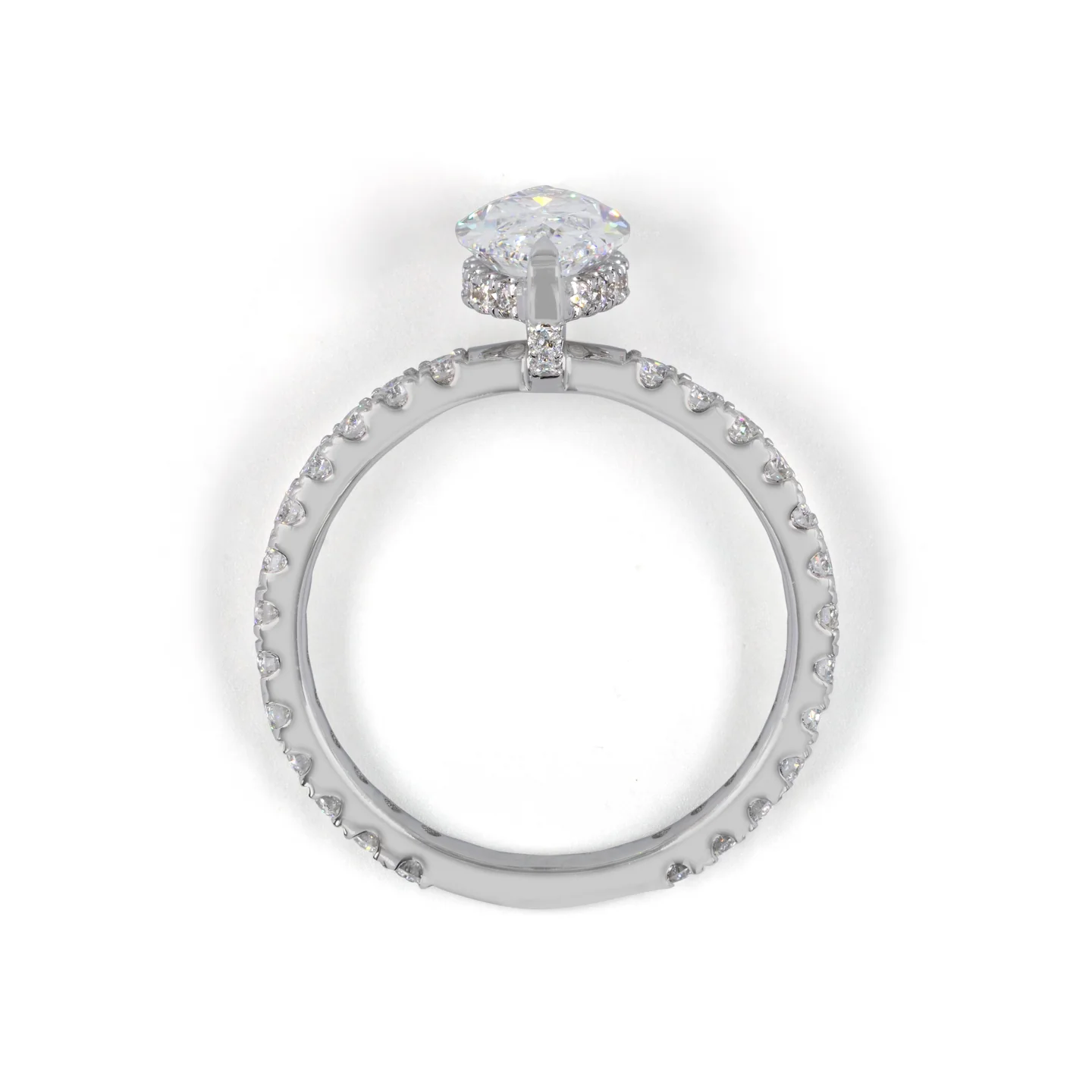 1.73 Cts 14k White Gold Marquise Shape Hidden Halo Ring - Image 3