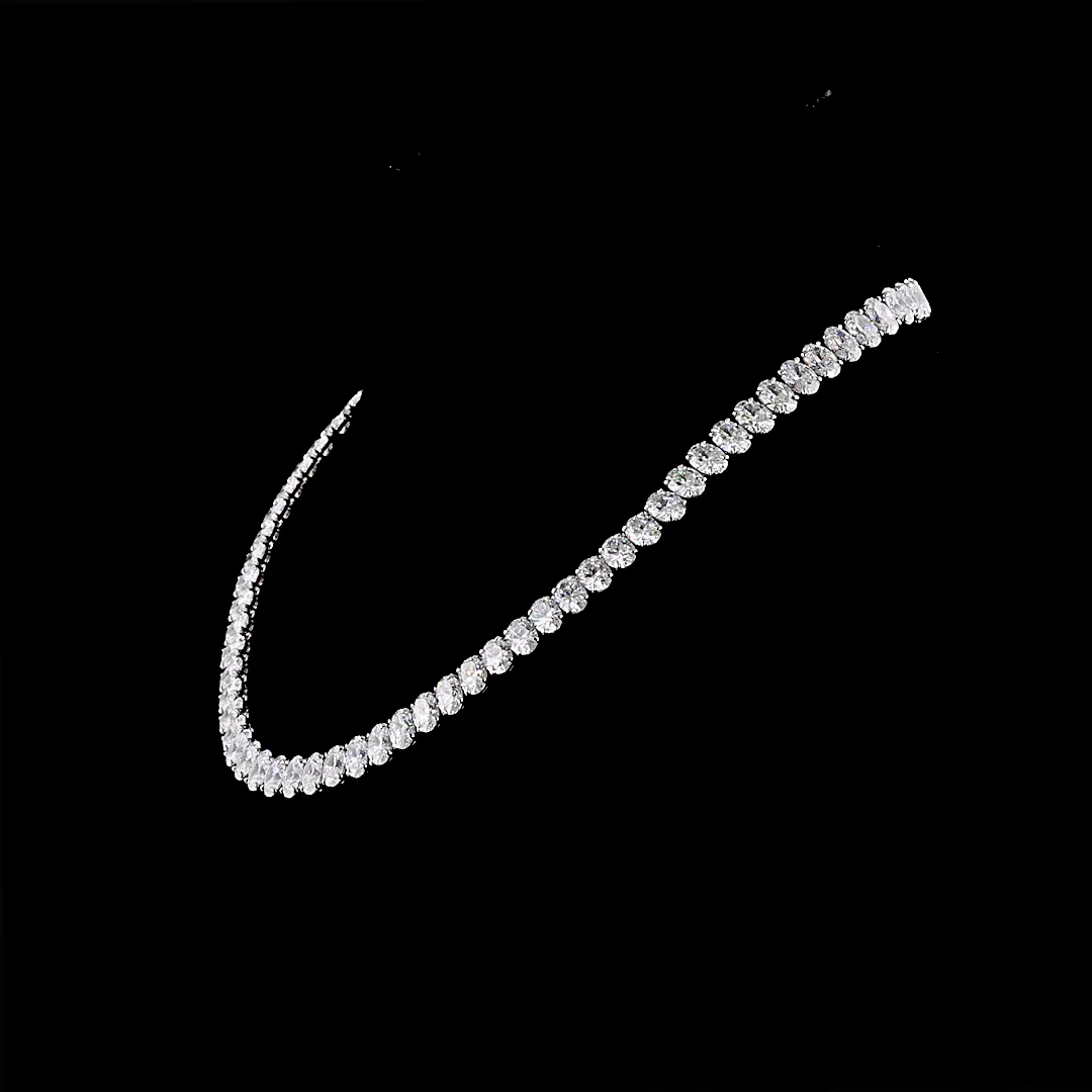 55.76 Cts 14k White Gold Oval Shape Tennis Necklace - Image 2