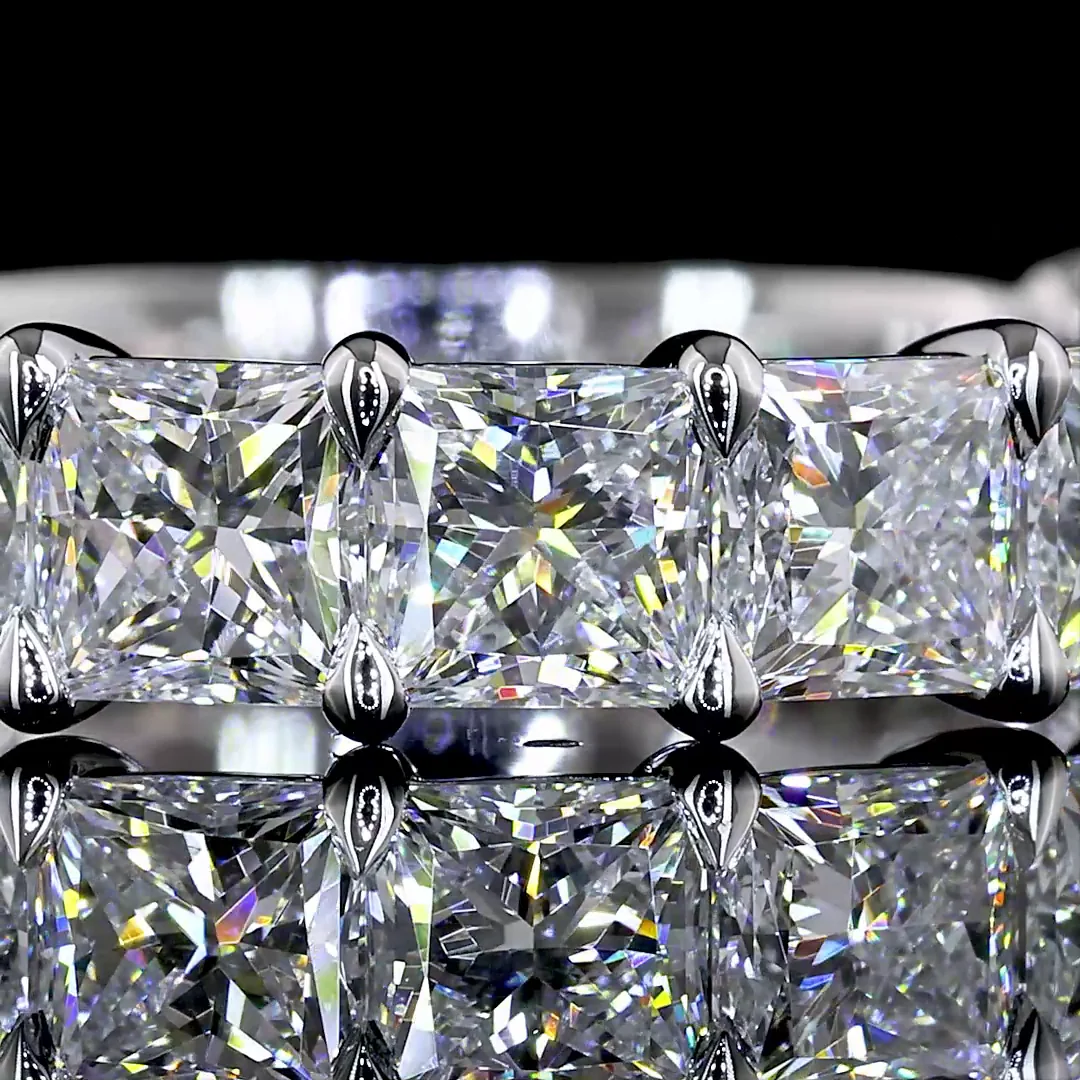 4.24 Cts 14k White Gold Princess Shape 3/4 Band Eternity Band - Image 3