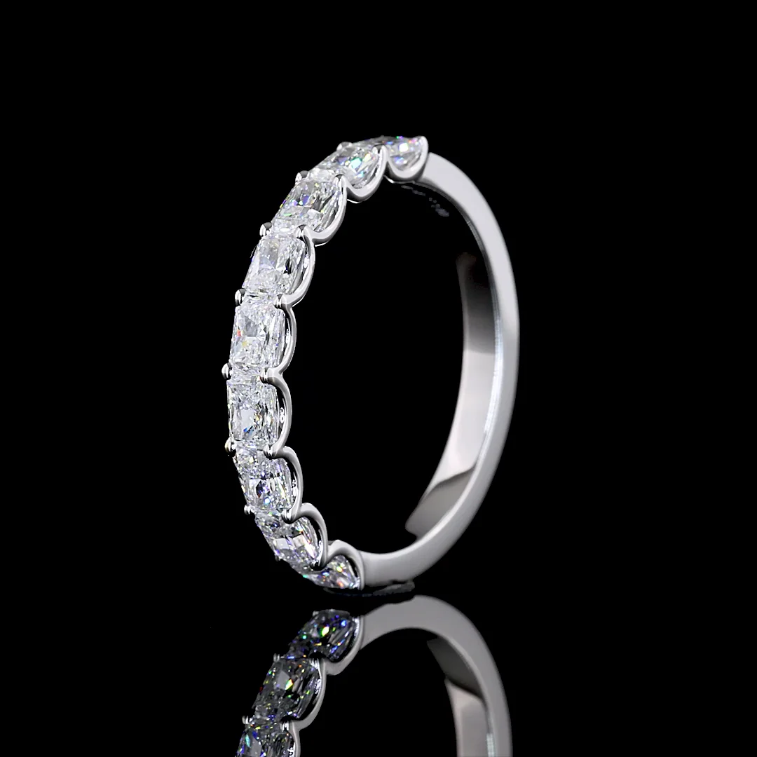 1 Cts 14k White Gold Radiant Shape Half Eternity Eternity Band - Image 4