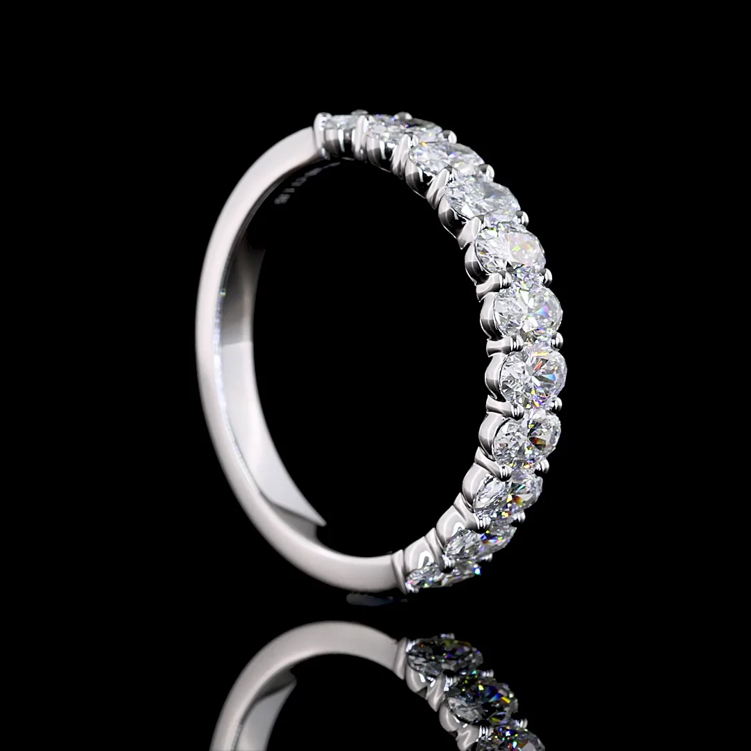 1.15 Cts 14k White Gold Oval Shape Half Eternity Eternity Band - Image 2