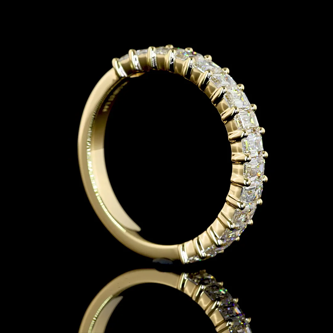 1.44 Cts 14k Yellow Gold Emerald Shape Half Eternity Eternity Band - Image 2
