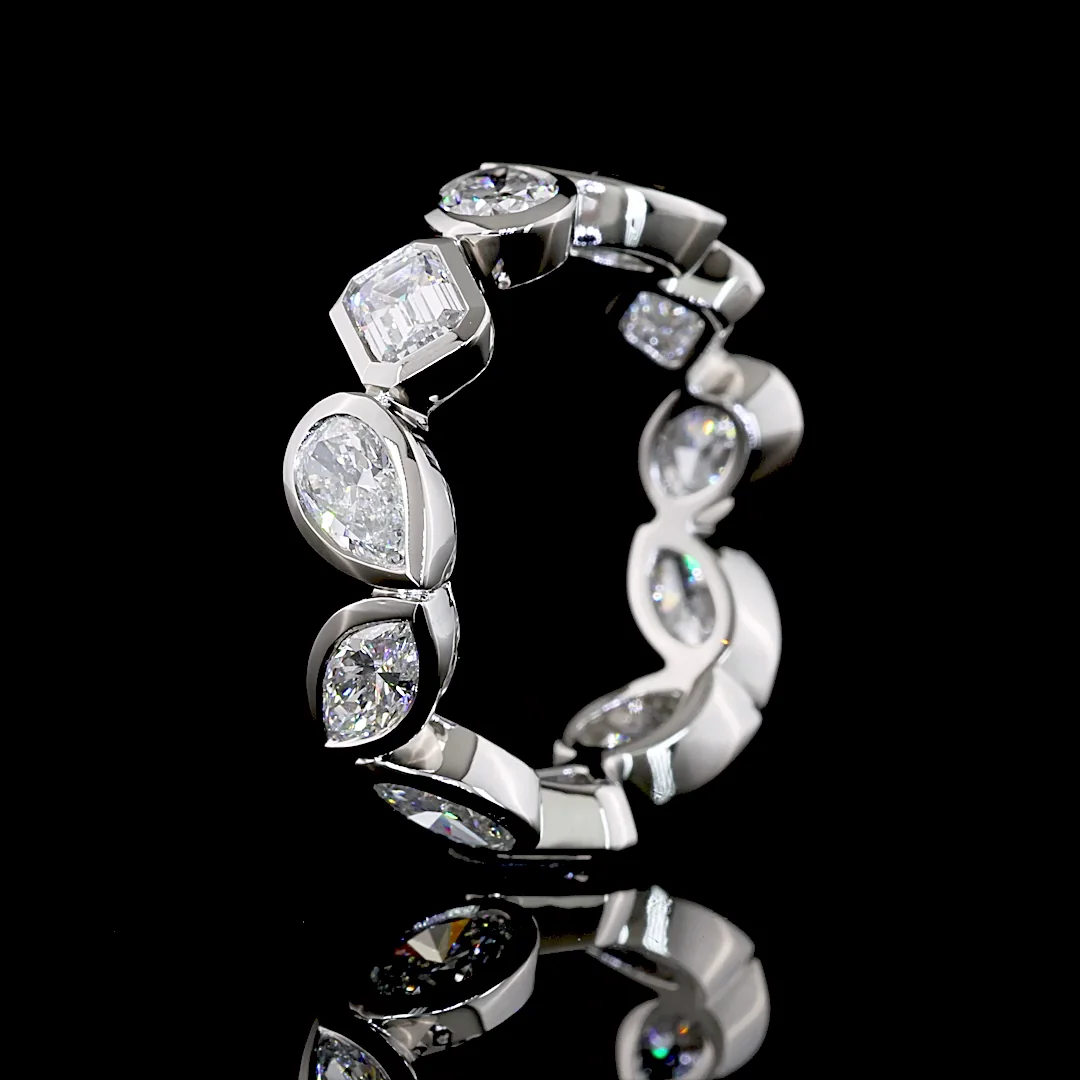 2.48 Cts Platinum Mix Shape Eternity Band Eternity Band - Image 4