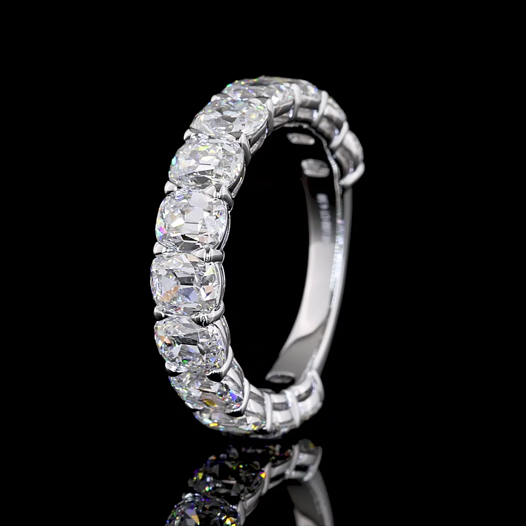 4.58 Cts 14k White Gold Antique Cushion Shape 3/4 Band Eternity Band - Image 4