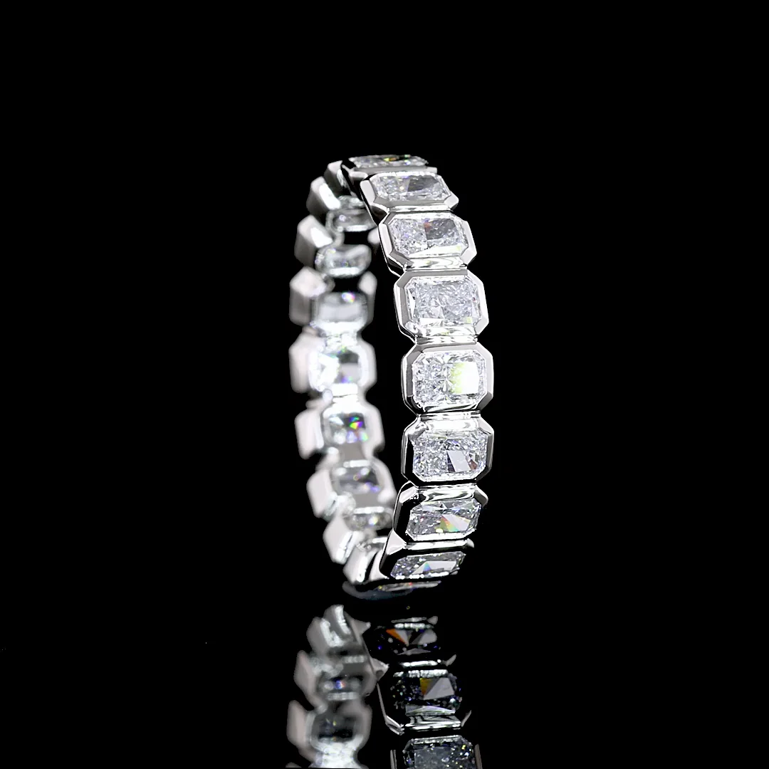 2.09 Cts 14k White Gold Emerald Shape Eternity Band Eternity Band - Image 4