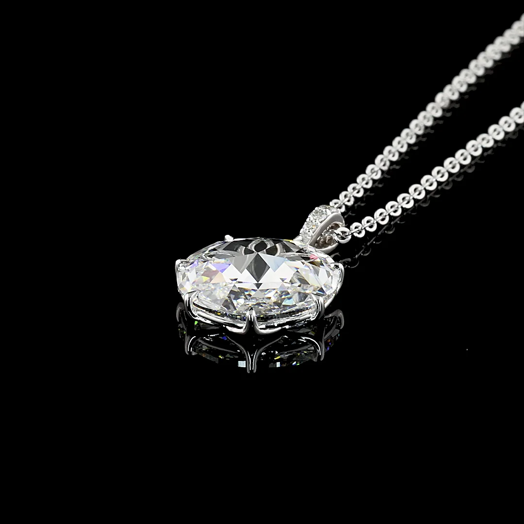 4.79 Cts 14k White Gold Rose Cut Shape Pendant Pendant - Image 4