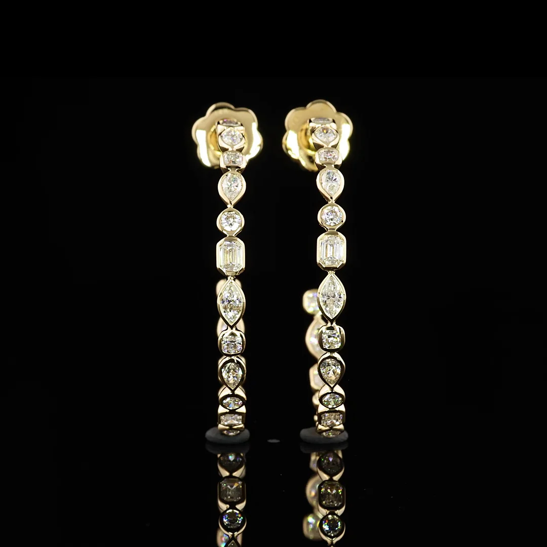 2.06 Cts 14k Yellow Gold Mix Shape C Hoops Earring - Image 2