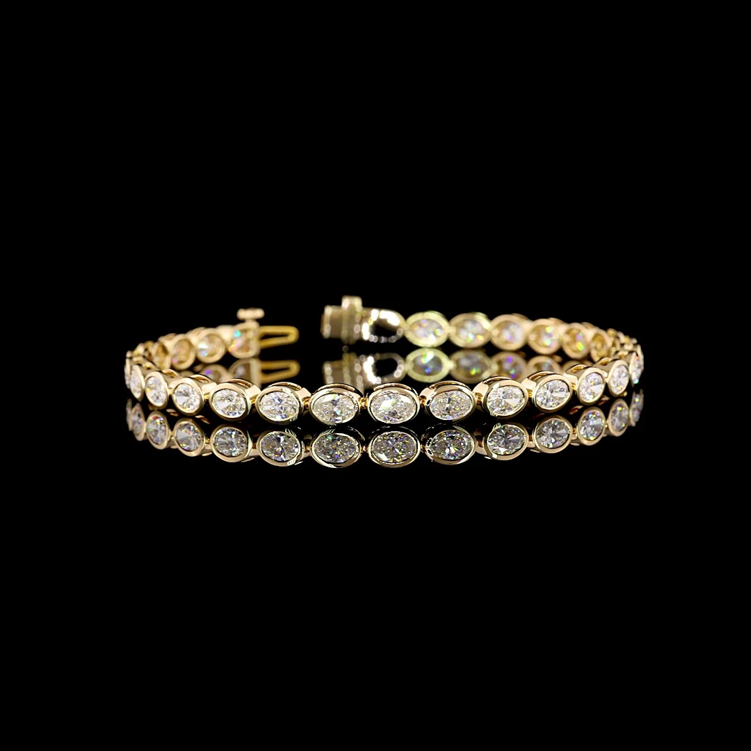 7.3 Cts 14k Yellow Gold Oval Shape Tennis Bracelet - Video