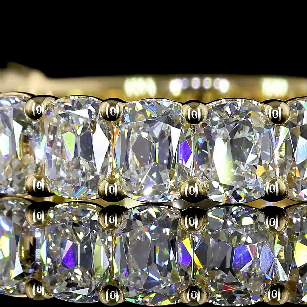 2.11 Cts 14k Yellow Gold Antique Cushion Shape 3/4 Band Eternity Band - Image 3