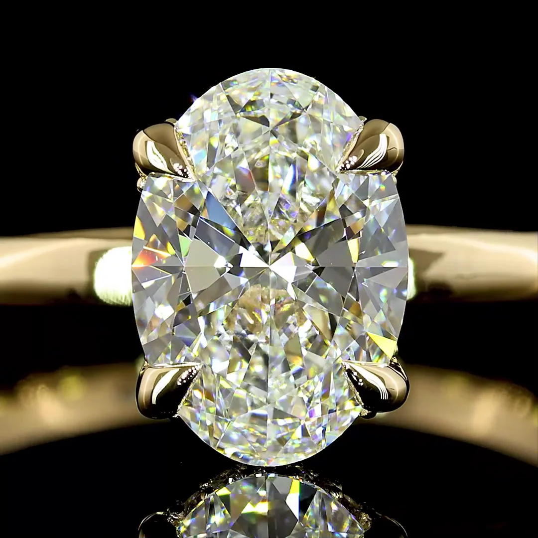 1.65 Cts 14k Yellow Gold Oval Shape Hidden Halo Ring - Image 3