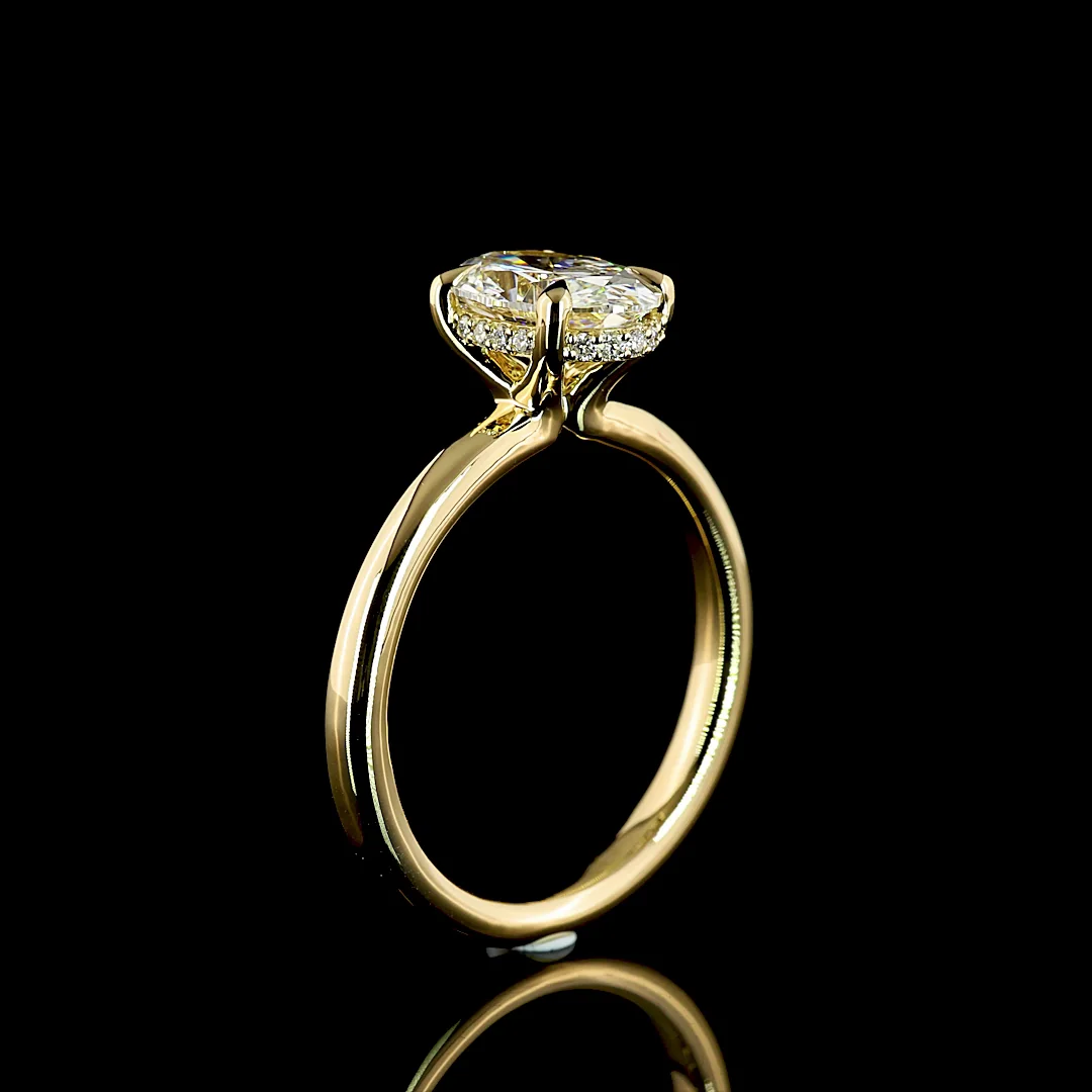 1.65 Cts 14k Yellow Gold Oval Shape Hidden Halo Ring - Image 4