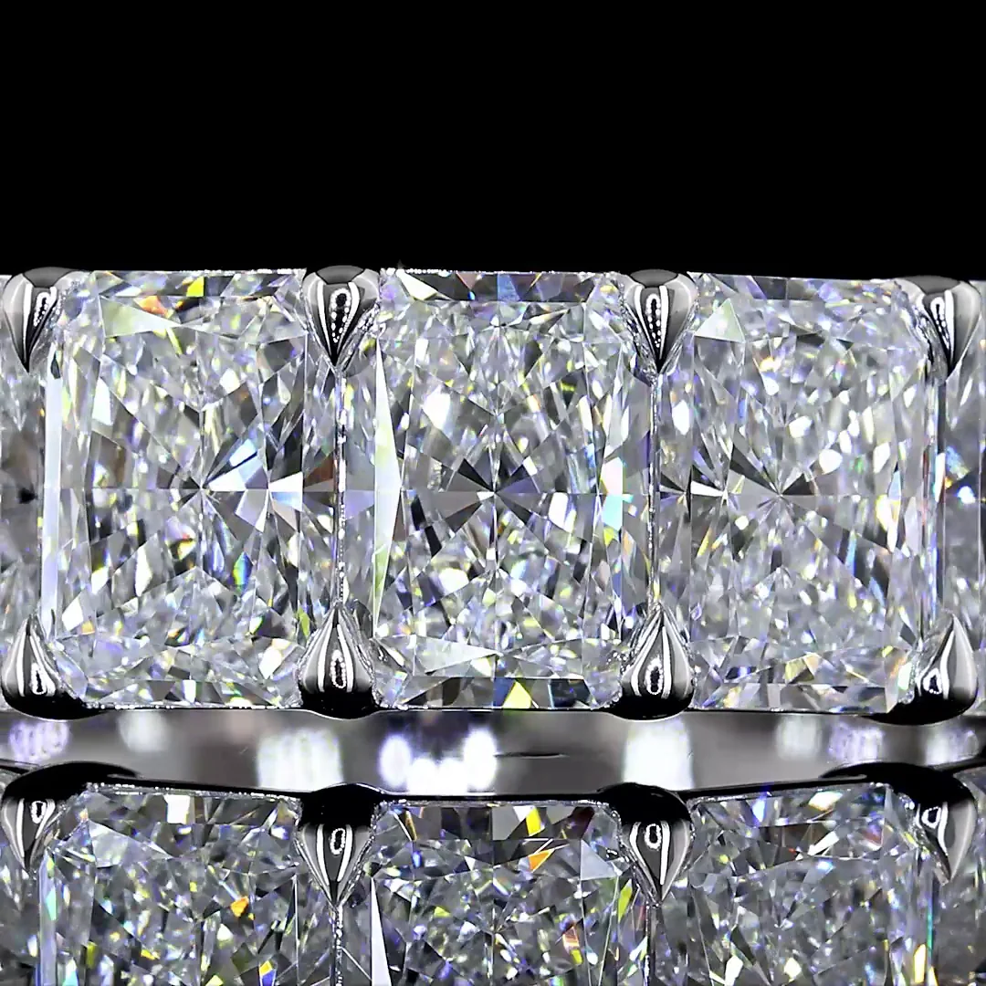 2.86 Cts 14k White Gold Radiant Shape 5 Stones Eternity Band - Image 3