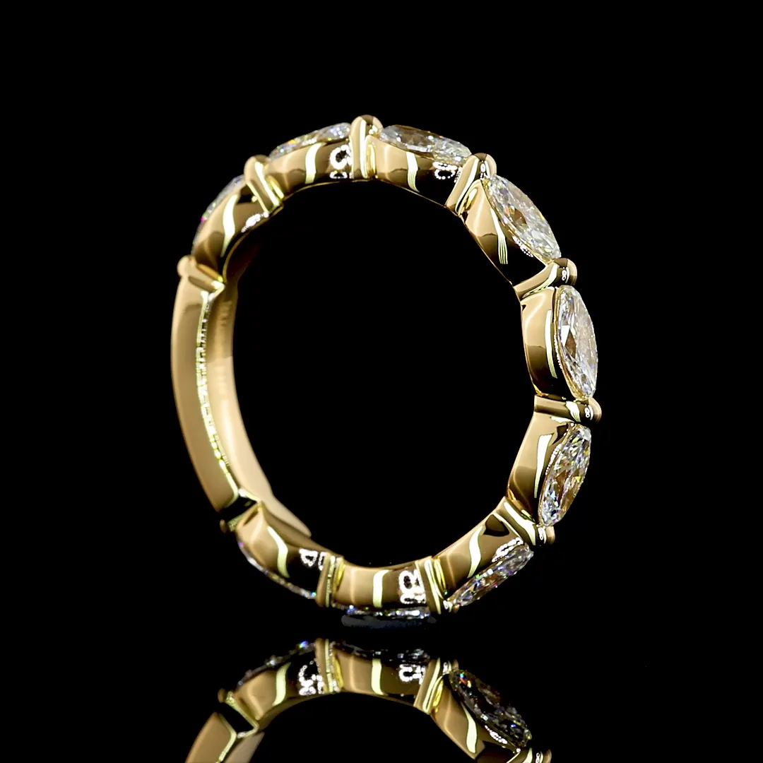 0.77 Cts 18k Yellow Gold Marquise Shape Half Eternity Eternity Band - Image 2