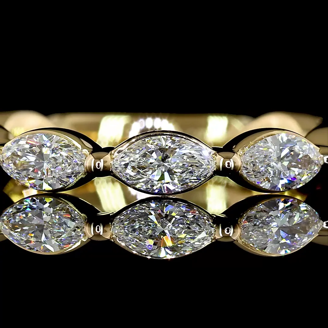 0.77 Cts 18k Yellow Gold Marquise Shape Half Eternity Eternity Band - Image 3