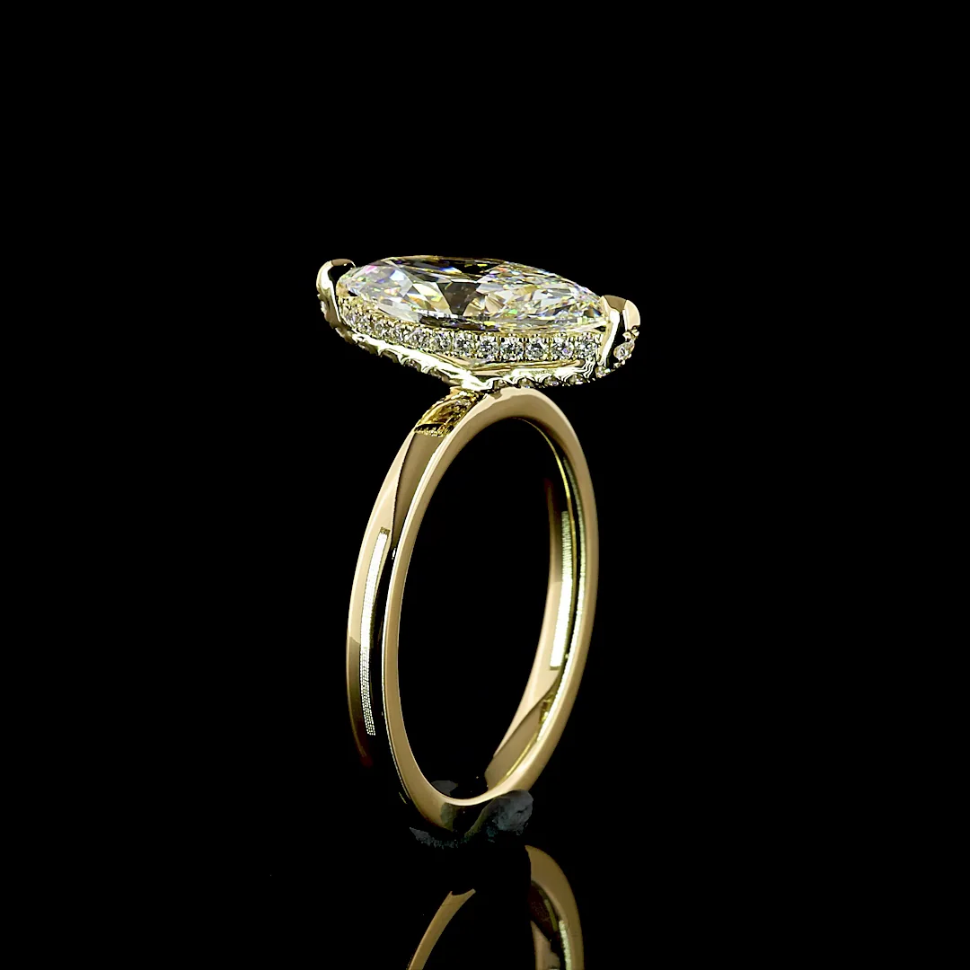 2.78 Cts 14k Yellow Gold Marquise Shape Hidden Halo Ring - Image 4