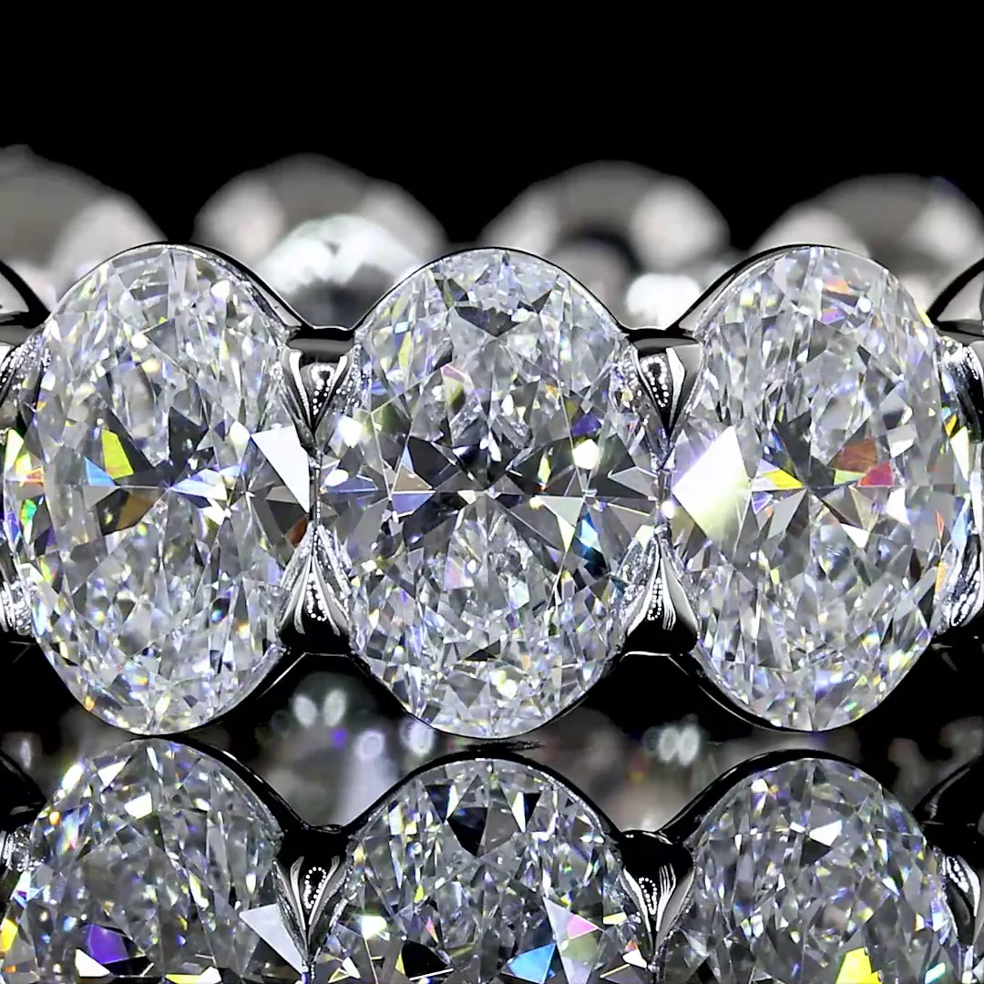 4.97 Cts Platinum Oval Shape Eternity Band Eternity Band - Image 3