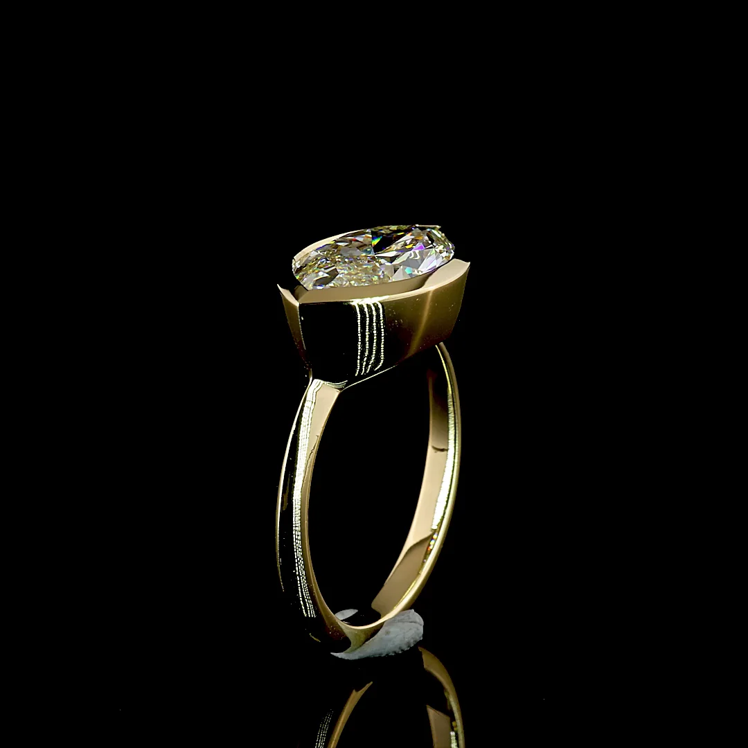 3.04 Cts 14k Yellow Gold Marquise Shape Solitaire Ring - Image 4
