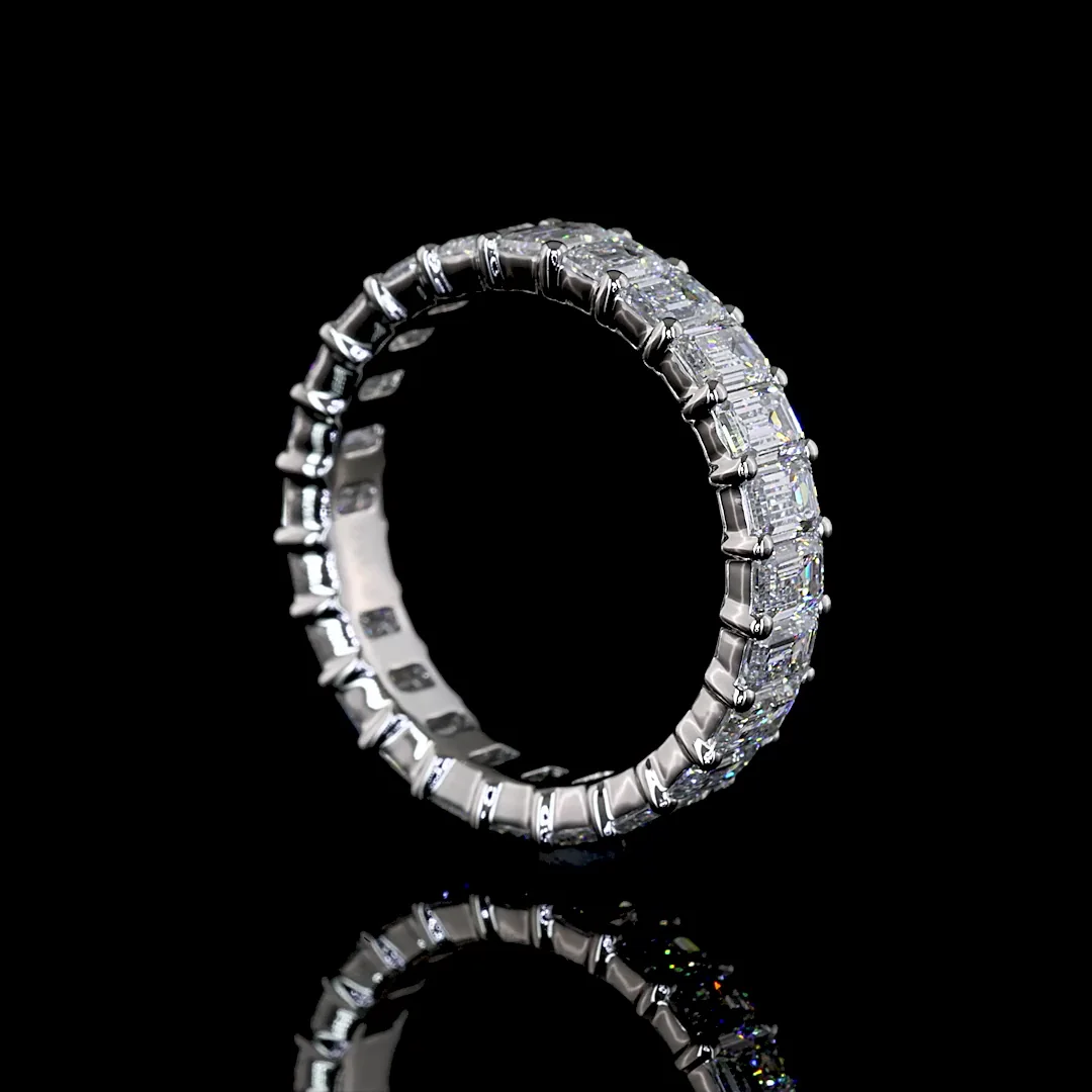 2.55 Cts Platinum Emerald Shape Eternity Band Eternity Band - Image 2
