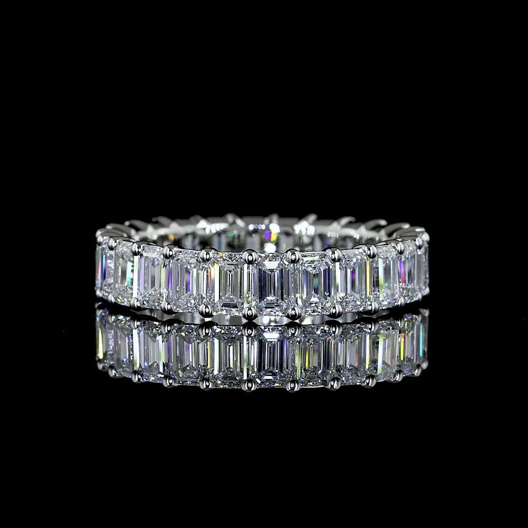 2.55 Cts Platinum Emerald Shape Eternity Band Eternity Band - Video