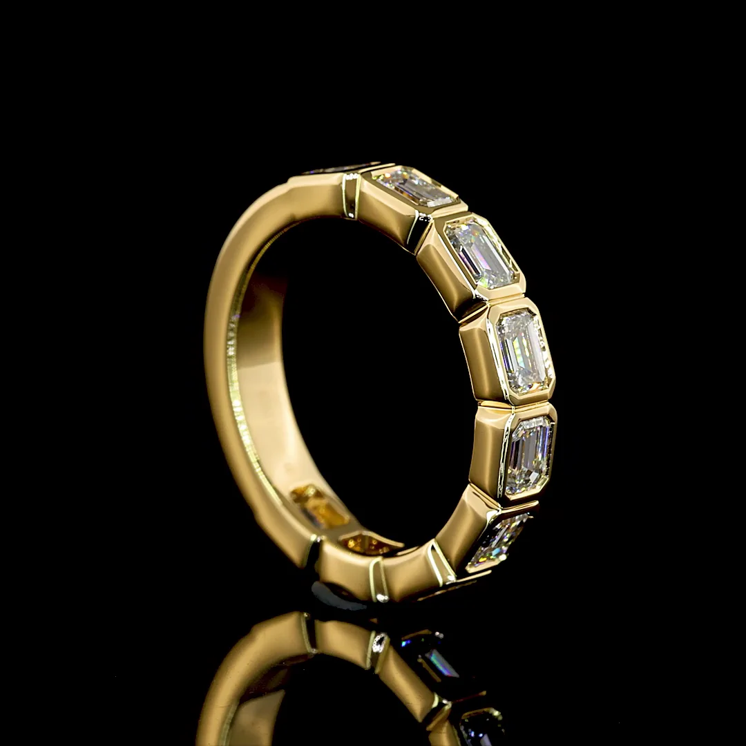 1.29 Cts 18k Yellow Gold Emerald Shape 3/4 Band Eternity Band - Image 2