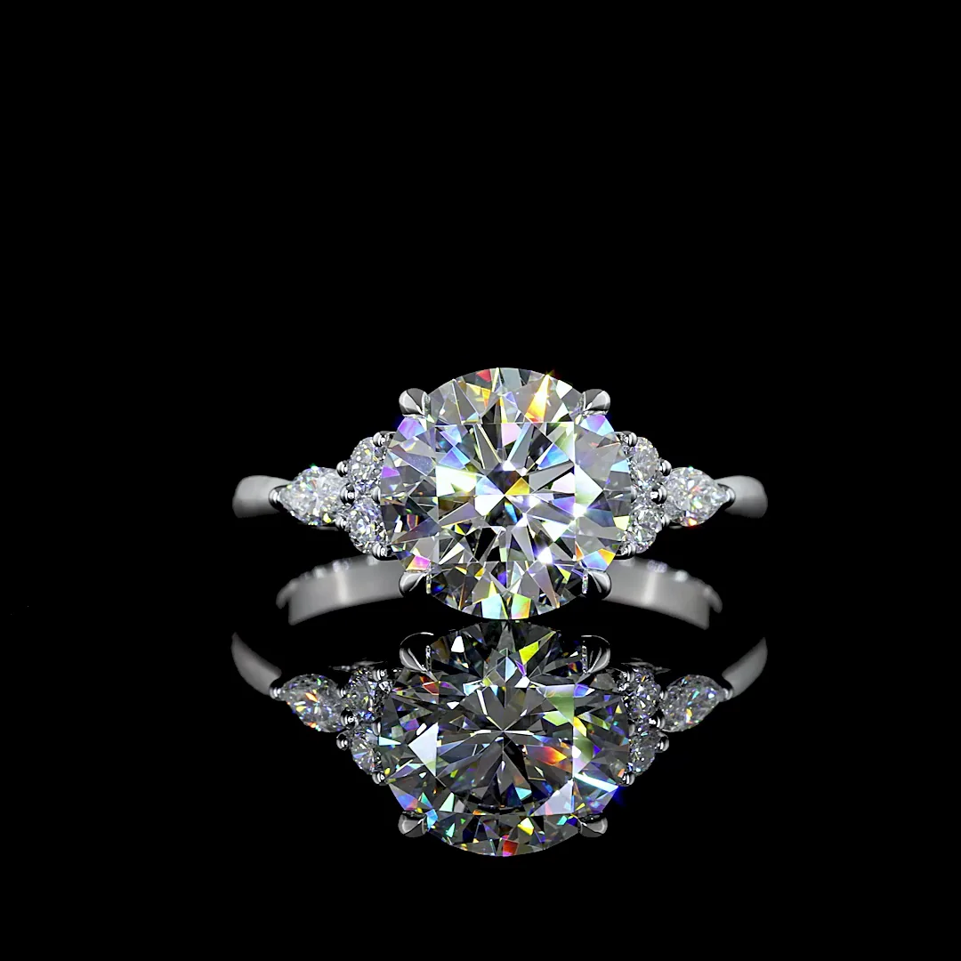 2.75 Cts 14k White Gold Round Shape Special Ring - Video