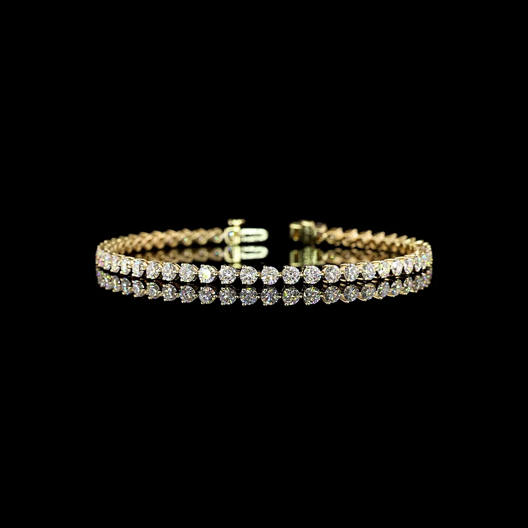 5.18 Cts 14k Yellow Gold Round Shape Tennis Bracelet - Video