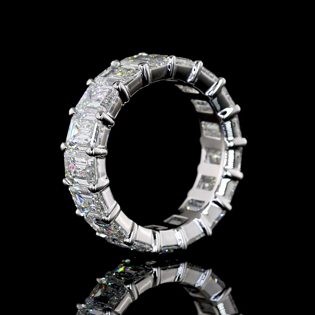 8.08 Cts Platinum Emerald Shape Eternity Band Eternity Band - Image 4