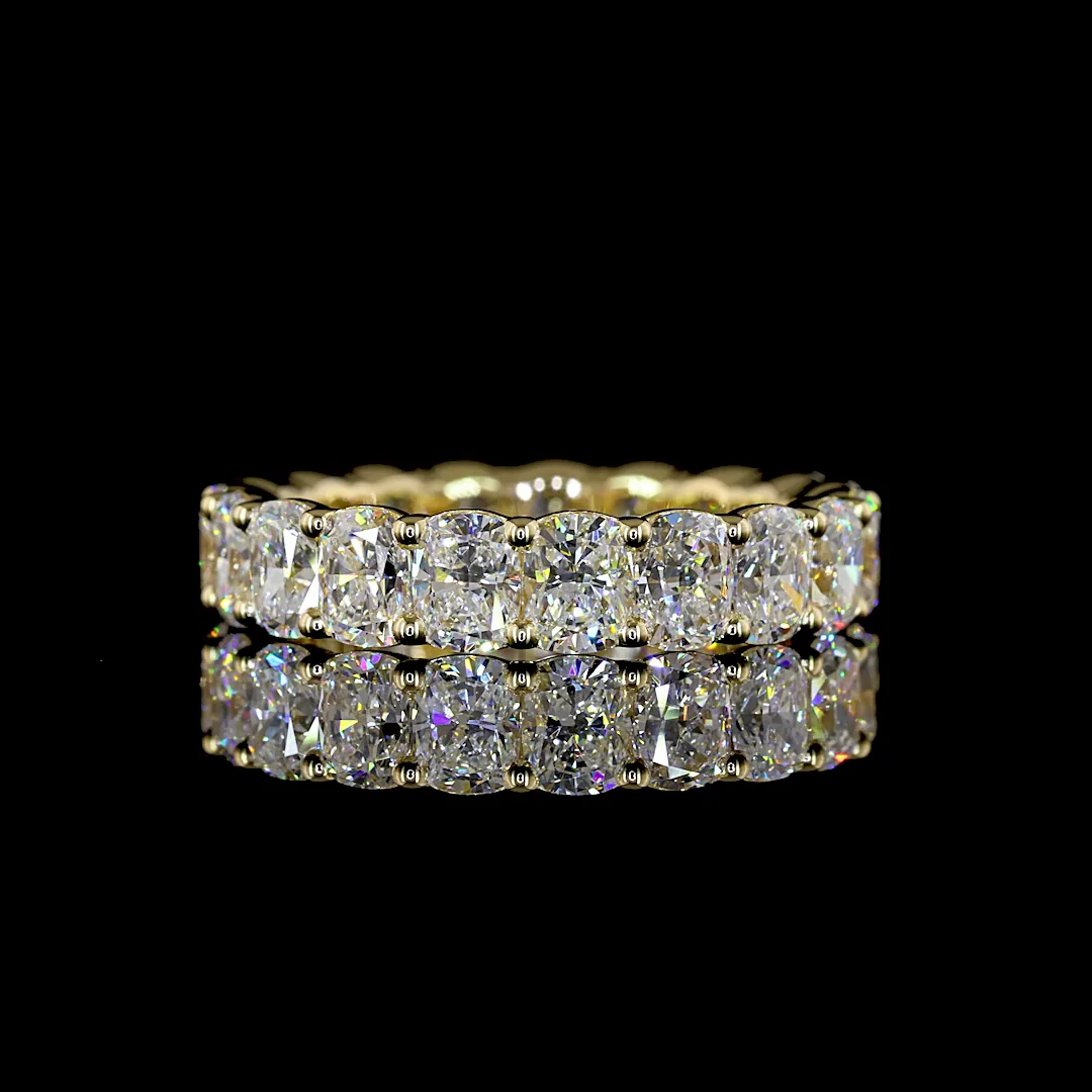 3.93 Cts 14k Yellow Gold Cushion Brilliant Shape Eternity Band Eternity Band - Video
