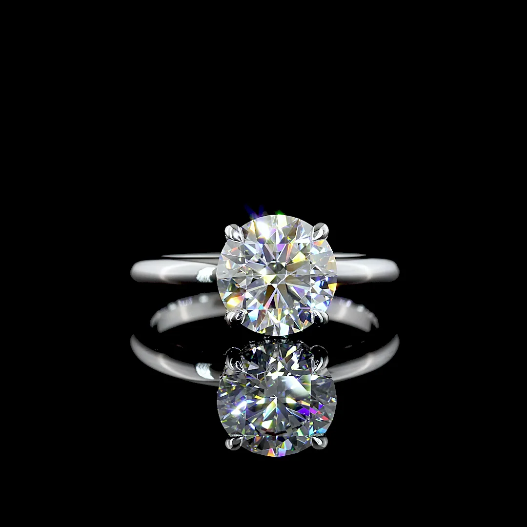 2.14 Cts 14k White Gold Round Shape Hidden Halo Ring - Video