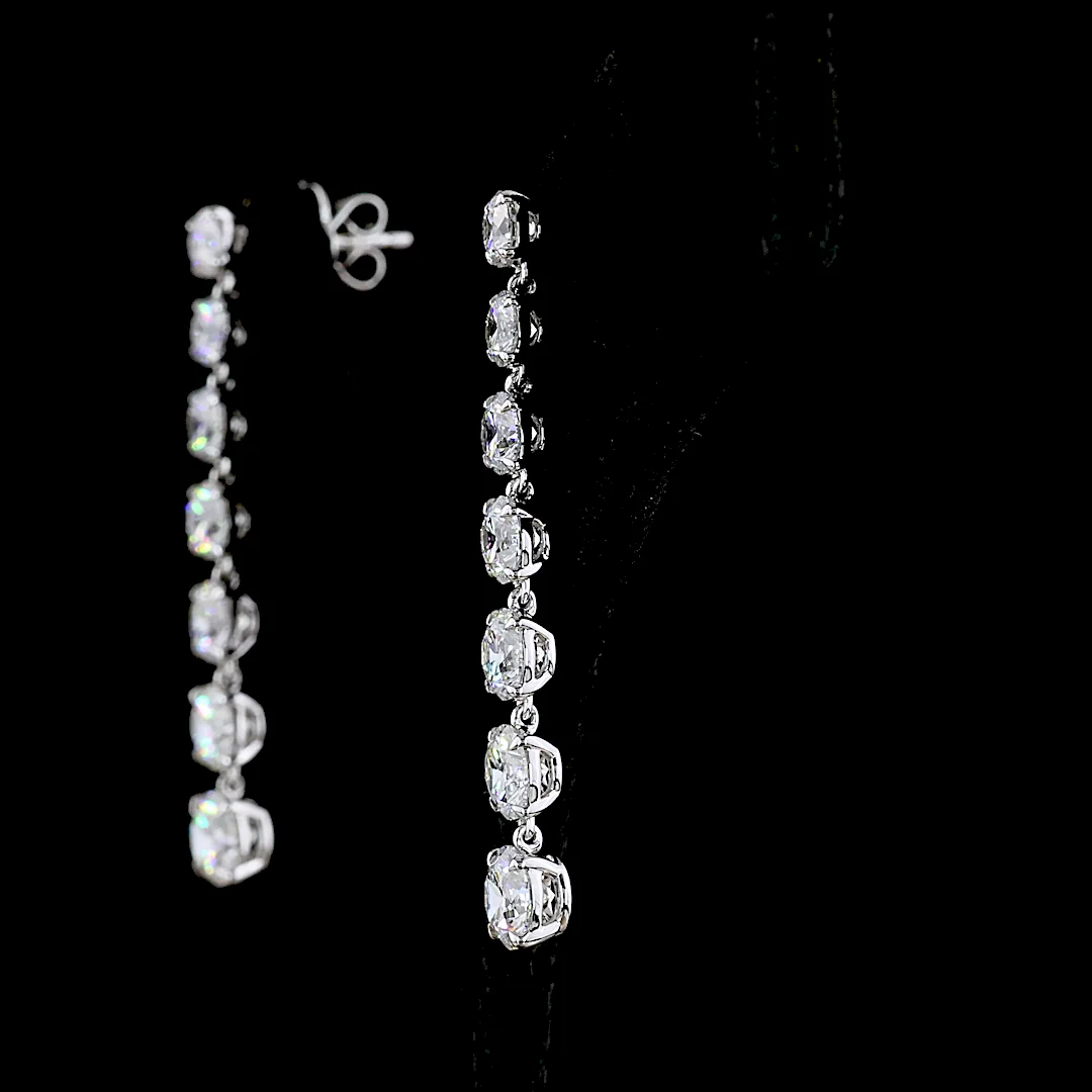 4.41 Cts 14k White Gold Round Shape Hanging Earring - Image 2