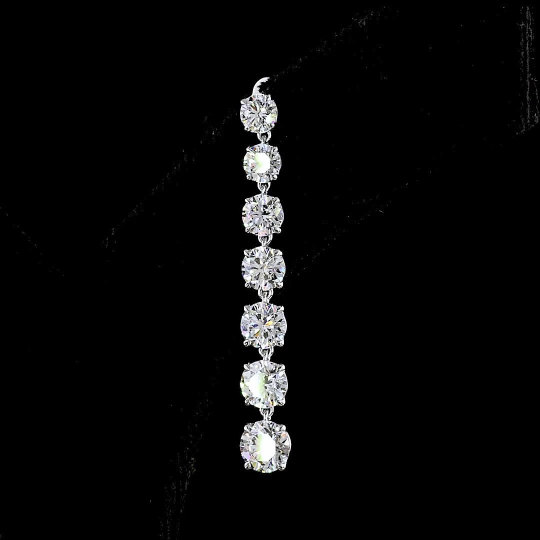 4.41 Cts 14k White Gold Round Shape Hanging Earring - Image 3