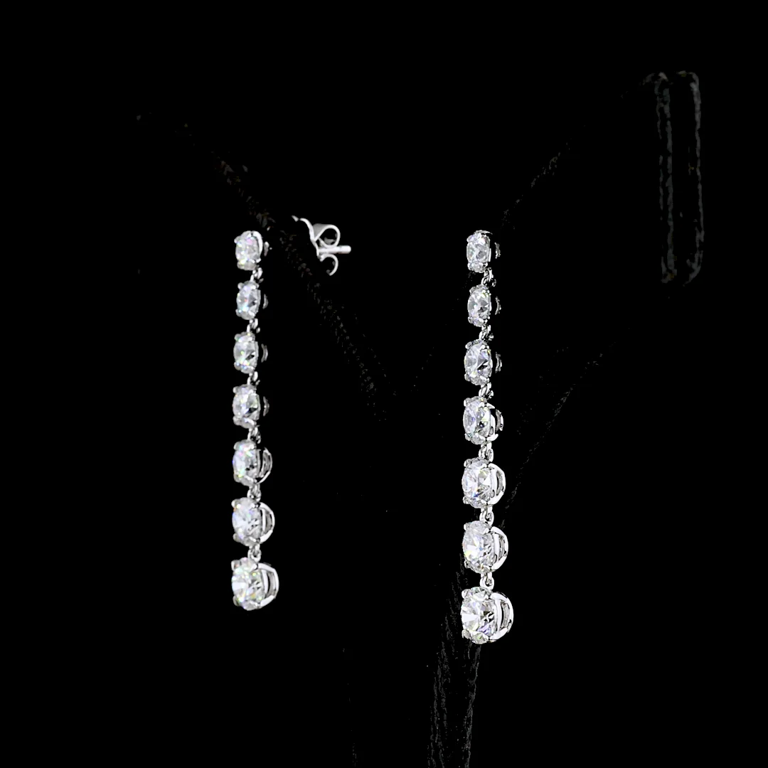 4.41 Cts 14k White Gold Round Shape Hanging Earring - Image 4