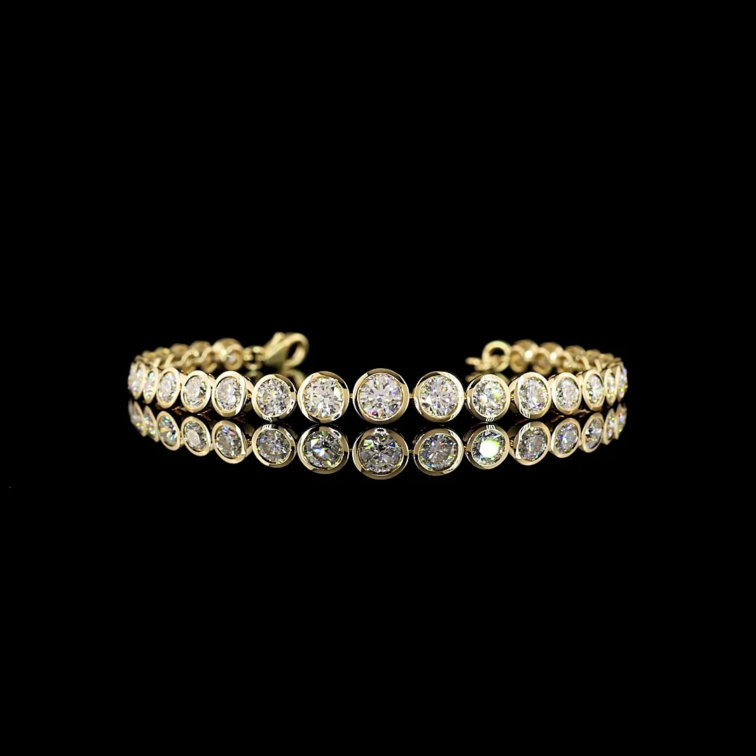 6.31 Cts 14k White Gold Round Shape Riviera Bracelet - Video
