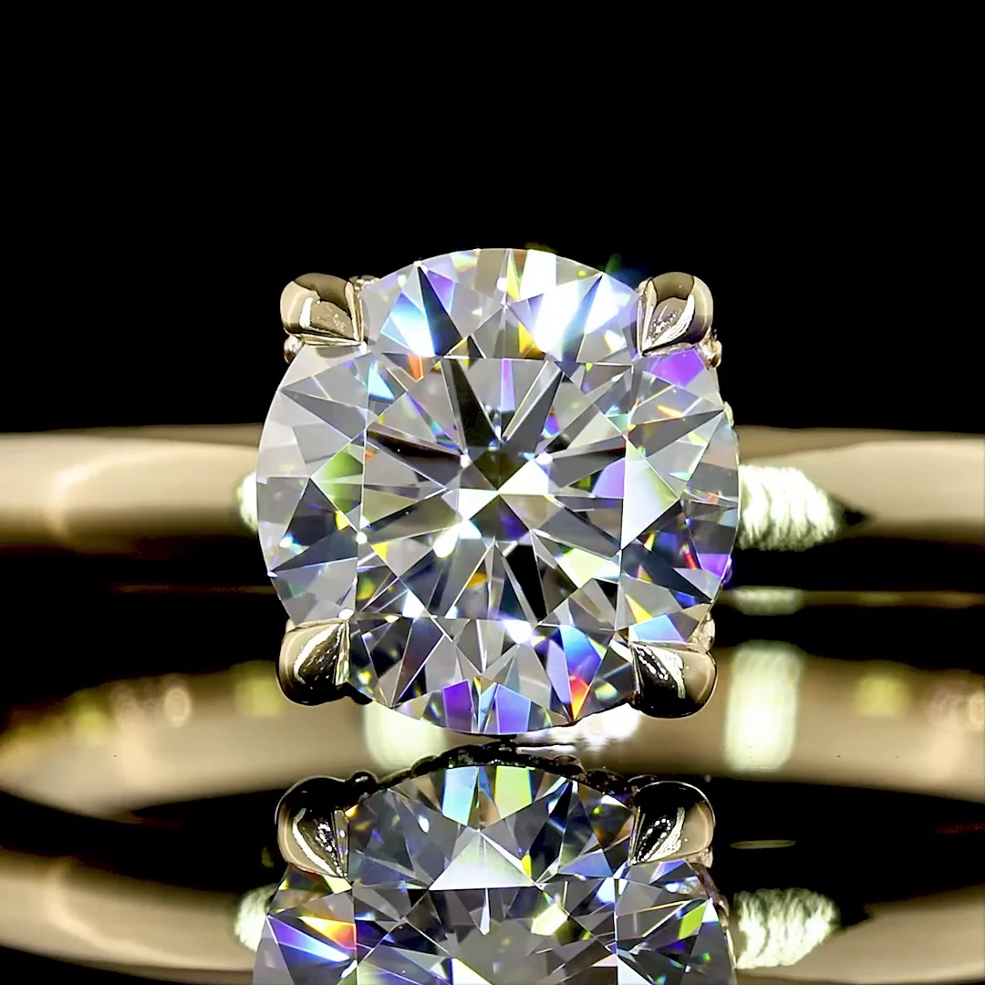 1.13 Cts 14k Yellow Gold Round Shape Hidden Halo Ring - Image 3