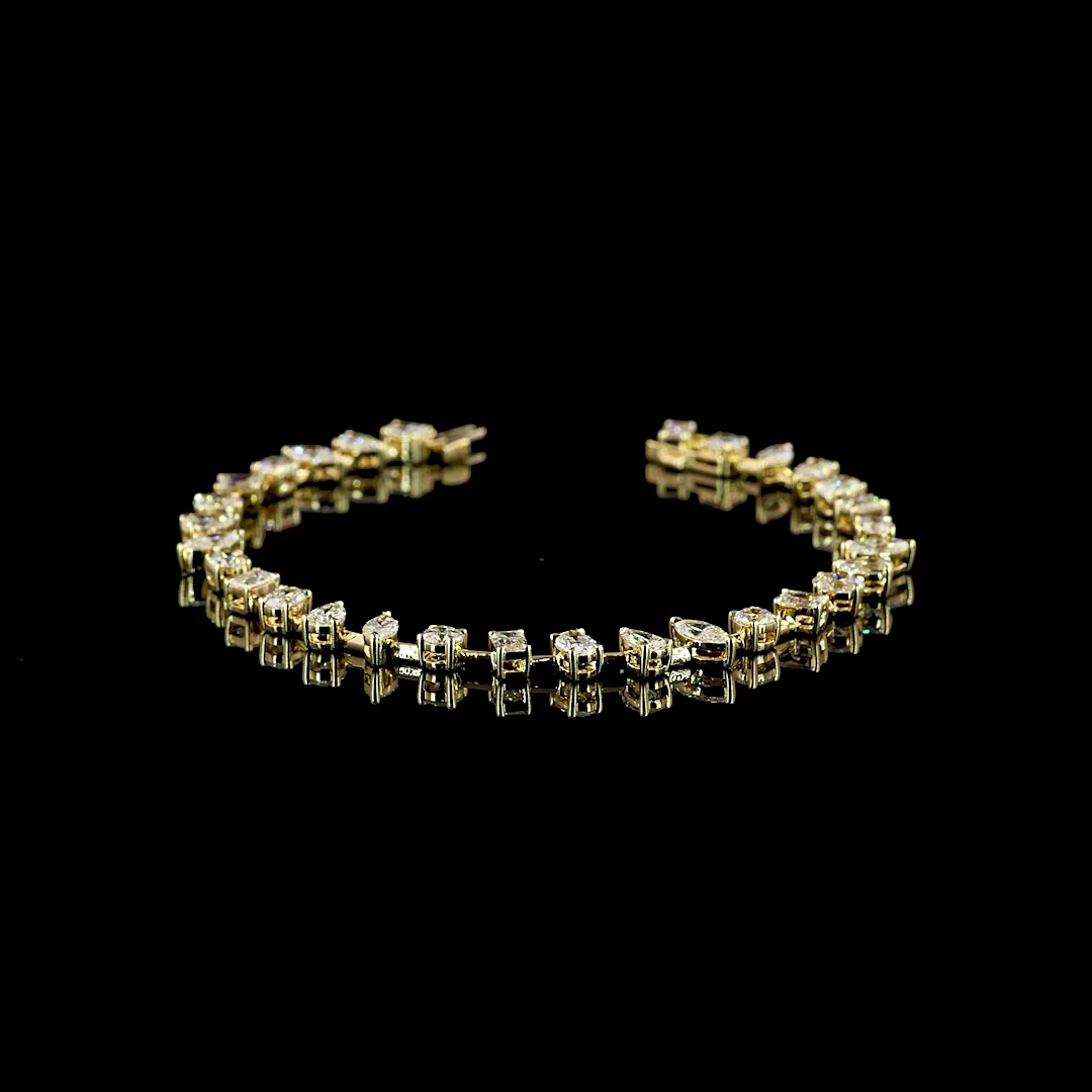 6.15 Cts 14k White Gold Mix Shape Station Bracelet - Video