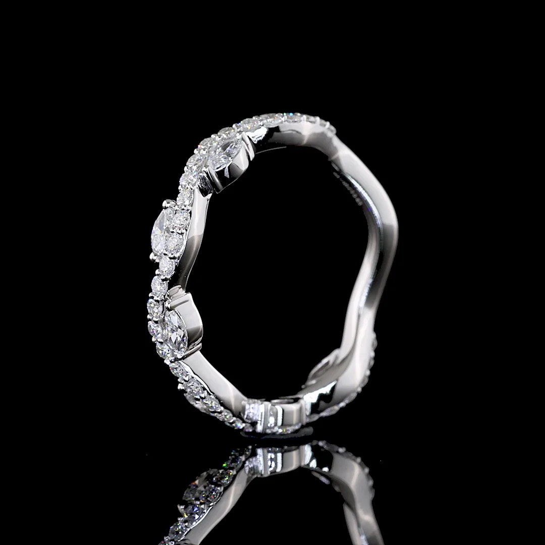 0.63 Cts 18k White Gold Marquise Shape 3/4 Band Eternity Band - Image 4