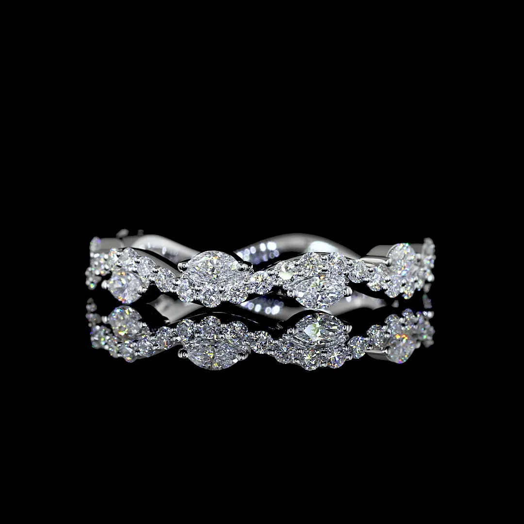 0.63 Cts 18k White Gold Marquise Shape 3/4 Band Eternity Band - Video
