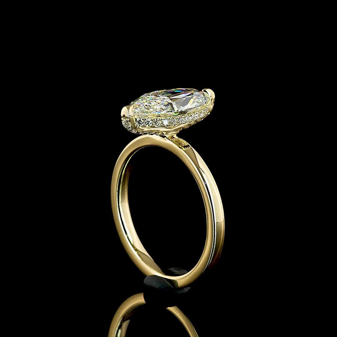 2.72 Cts 14k Yellow Gold Marquise Shape Hidden Halo Ring - Image 2