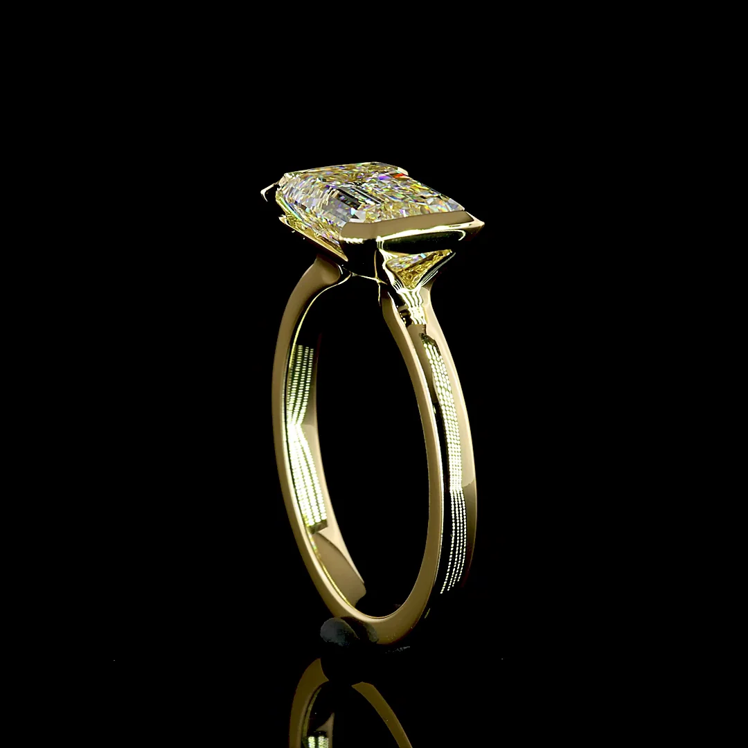 3.01 Cts 14k White Gold Emerald Shape Solitaire Ring - Image 2