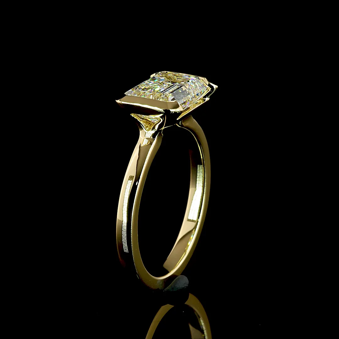 3.01 Cts 14k White Gold Emerald Shape Solitaire Ring - Image 4