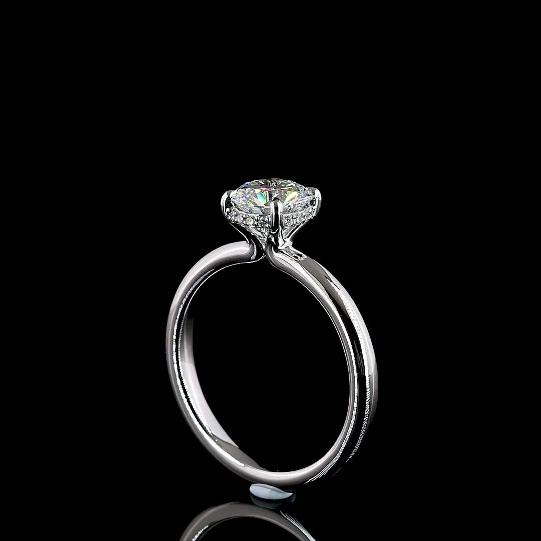 1.13 Cts 14k White Gold Round Shape Hidden Halo Ring - Image 2