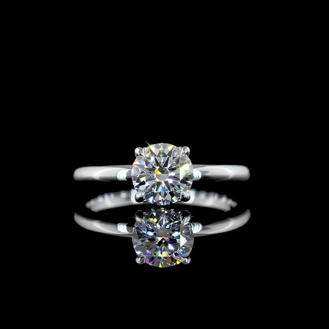 1.13 Cts 14k White Gold Round Shape Hidden Halo Ring - Video