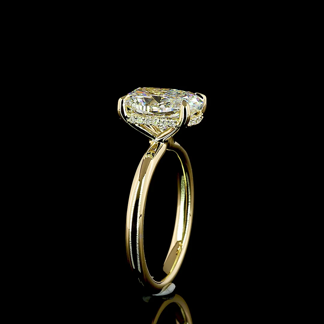 3.15 Cts 14k Yellow Gold Cushion Brilliant Shape Solitaire Ring - Image 4