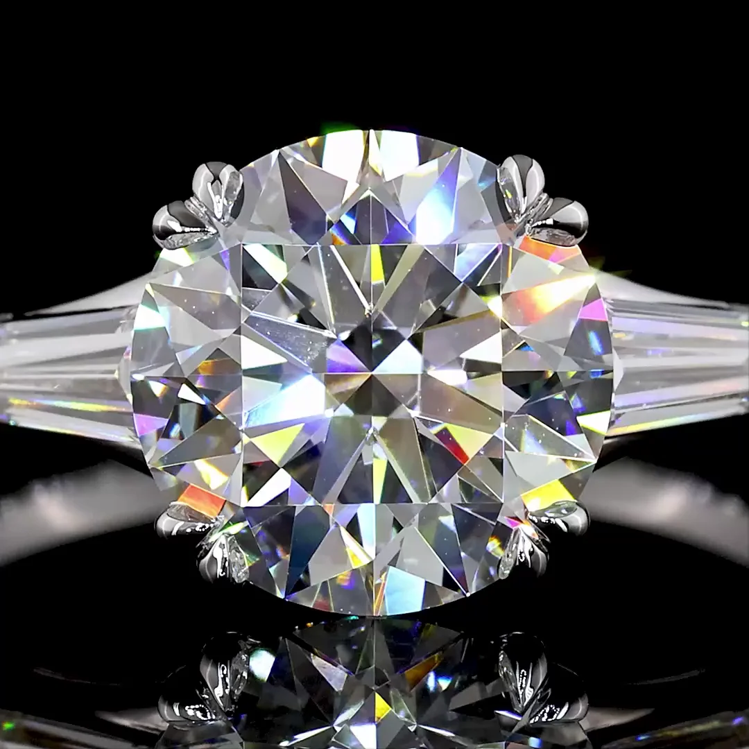 2.88 Cts 14k White Gold Round Shape 3 Stones Ring - Image 3