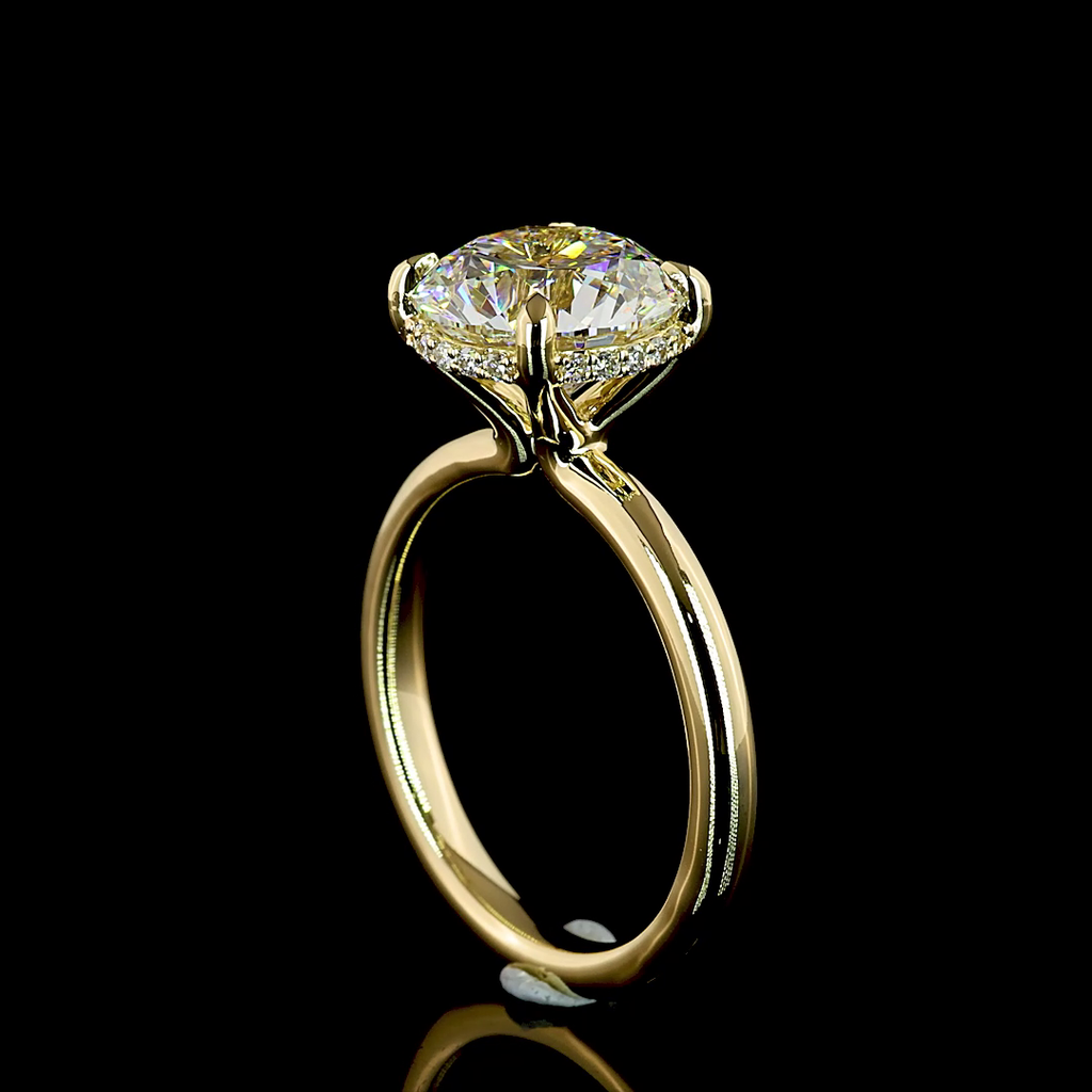 3.19 Cts 14k Yellow Gold Round Shape Hidden Halo Ring - Image 2