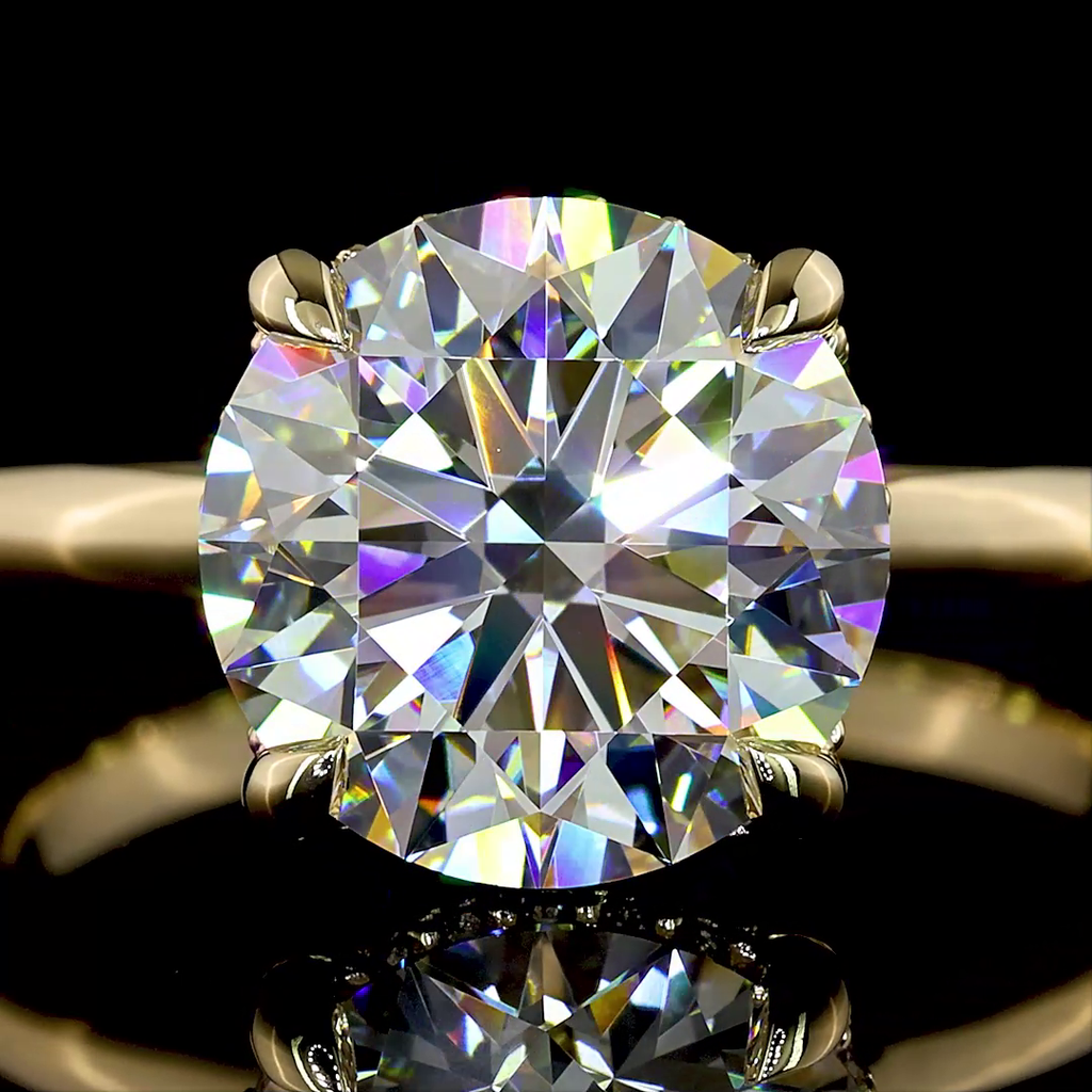 3.19 Cts 14k Yellow Gold Round Shape Hidden Halo Ring - Image 3