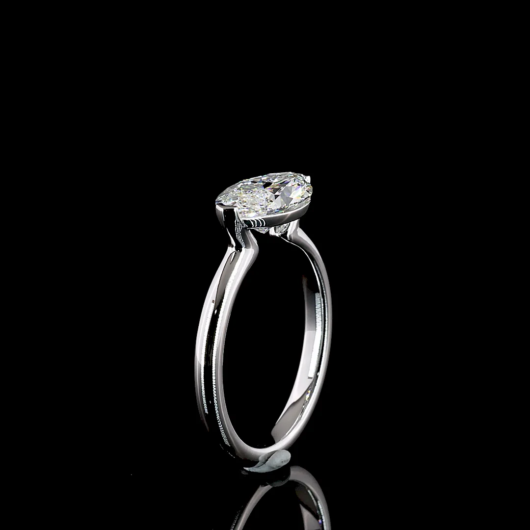 2.05 Cts 14k White Gold Marquise Shape Solitaire Ring - Image 4