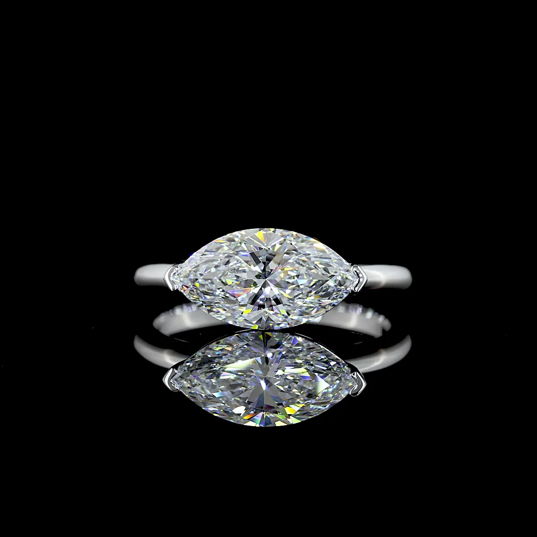 2.05 Cts 14k White Gold Marquise Shape Solitaire Ring - Video